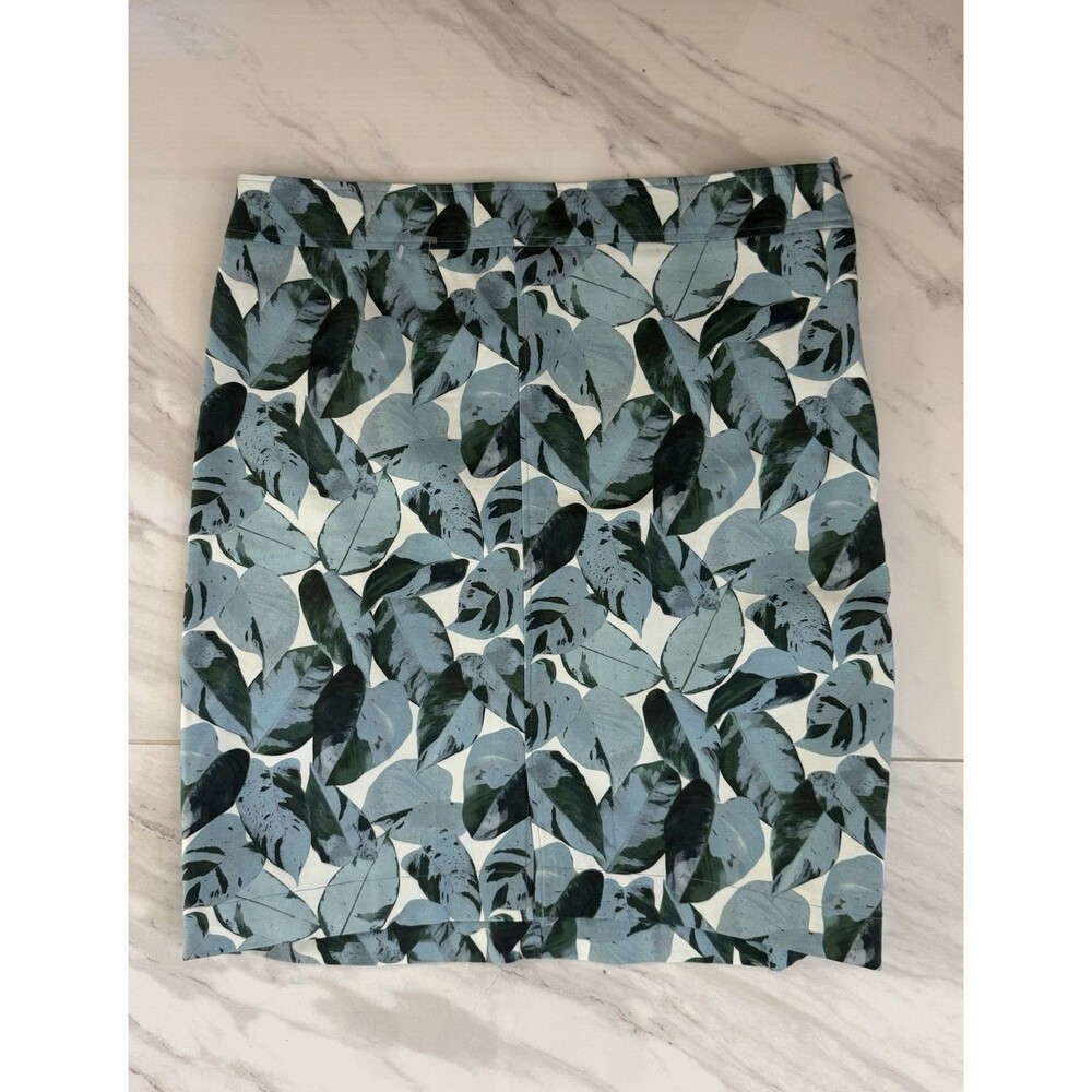 AKRIS PUNTO TROPICAL LEAVES PRINT SKIRT, SIZE 14